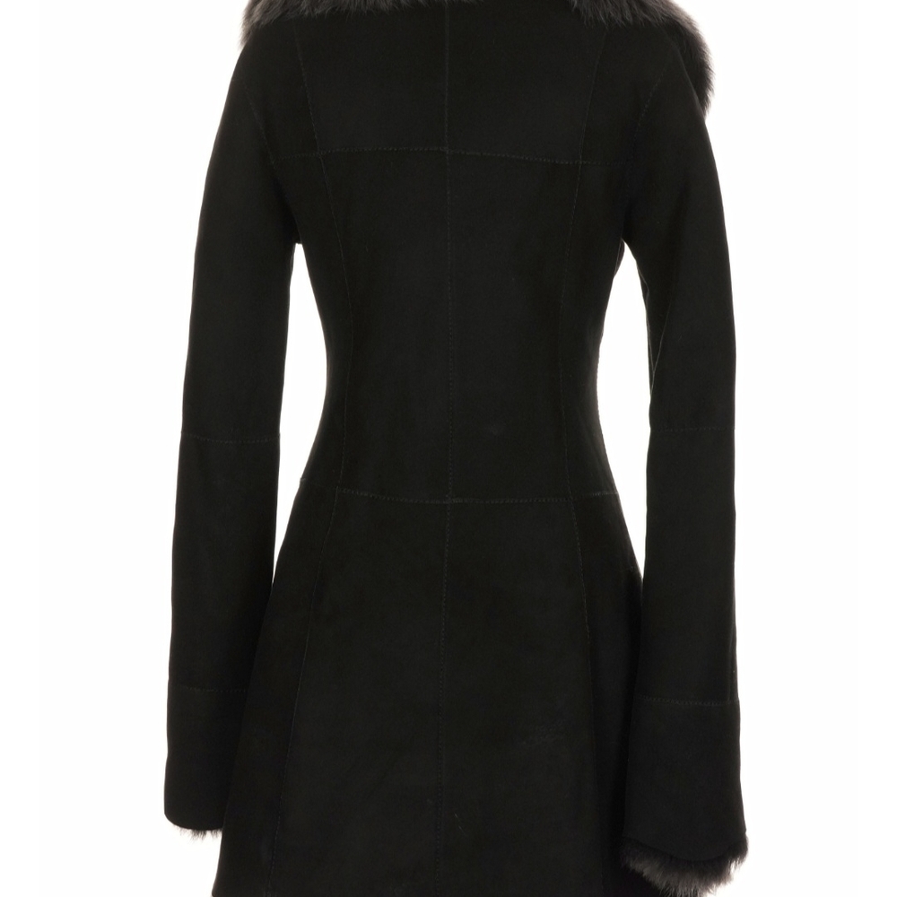 Hide Society Black Suede And Gray Fur Coat - Picture 6 of 9